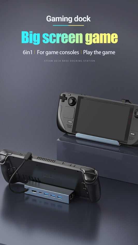 NÖRDIC DOCK-181 Docking Station - Suitable for Steam Deck - HDMI 2.0 4k60Hz, RJ45, USB-A 3.0 5 Gbps, USB-C PD 100W