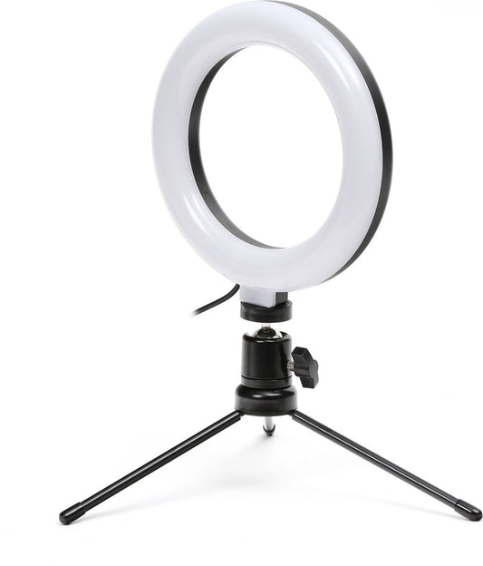 Platinet PMRL6 Ring lamp - Vlogging light ring 6 inch - Including Tripod - Black