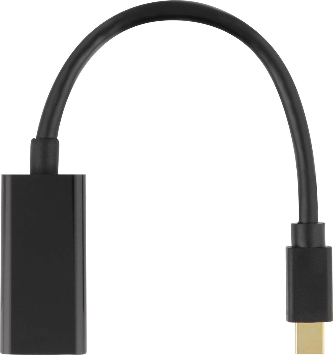DELTACO DP-HDMI45 - Mini DisplayPort mannelijk naar HDMI vrouwelijk adapter, DisplayPort dual-mode, 4K UHD, 3840x2160 op 60Hz, 0.2m, zwart