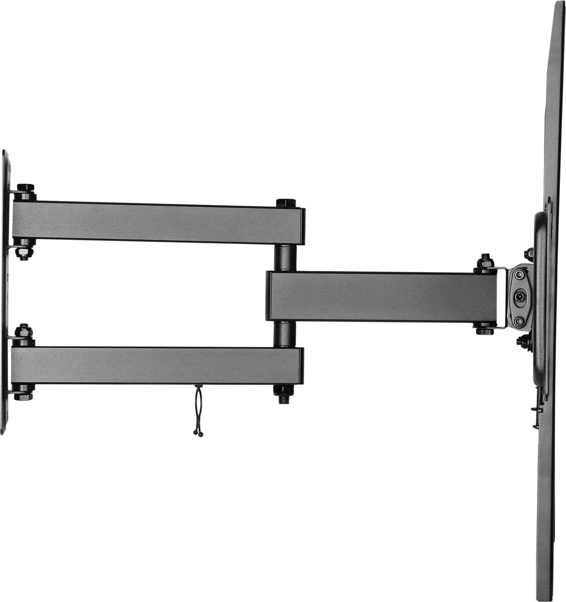 Deltaco ARM-1200, Swivel Wall Mount, 3x pivot points, monitor or TV, TV mount, 32 to 55 inch, max. 35kg, tiltable, wall mount, VESA, curved TV, with spirit level - black