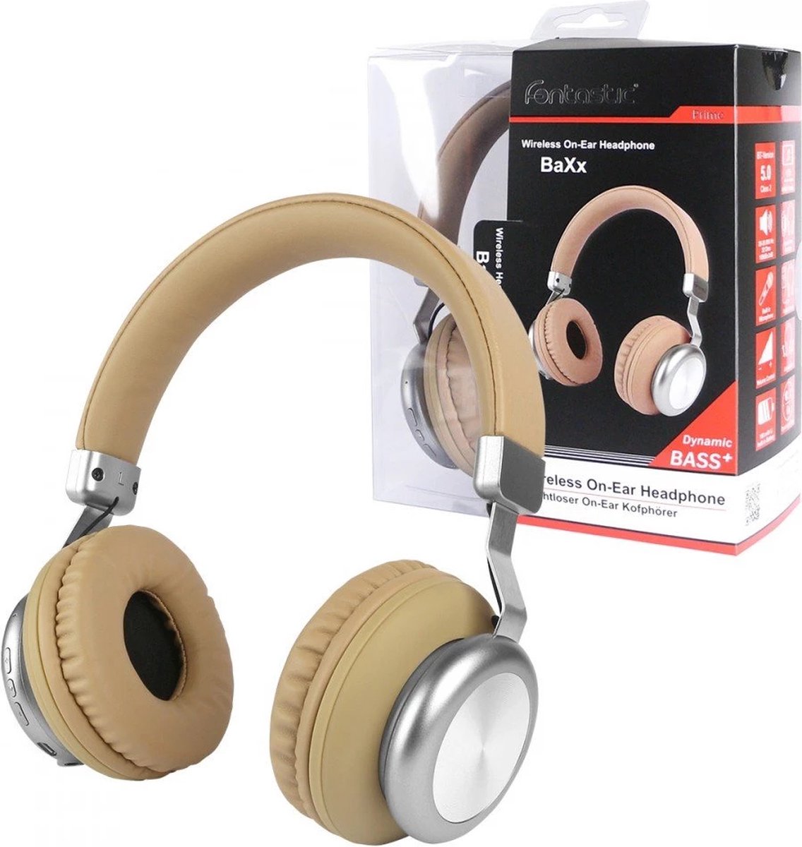 Fontastic 255038 On-Ear Bluetooth Koptelefoon - Bass+ - Line-in functie - Zandkleurig/Zilver