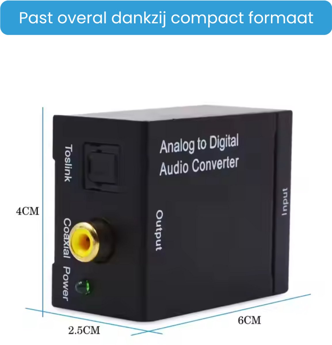 Delmark Analoog naar Digitaal Audio Converter – RCA naar Toslink & Coax - 48 kHz - Geschikt voor (spel)computers, HiFi-systemen en AV-installaties