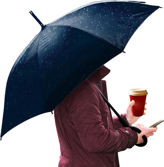 PLATINET PLUCHBL Paraplu met C handvat semi-automatisch polyester donker-blauw