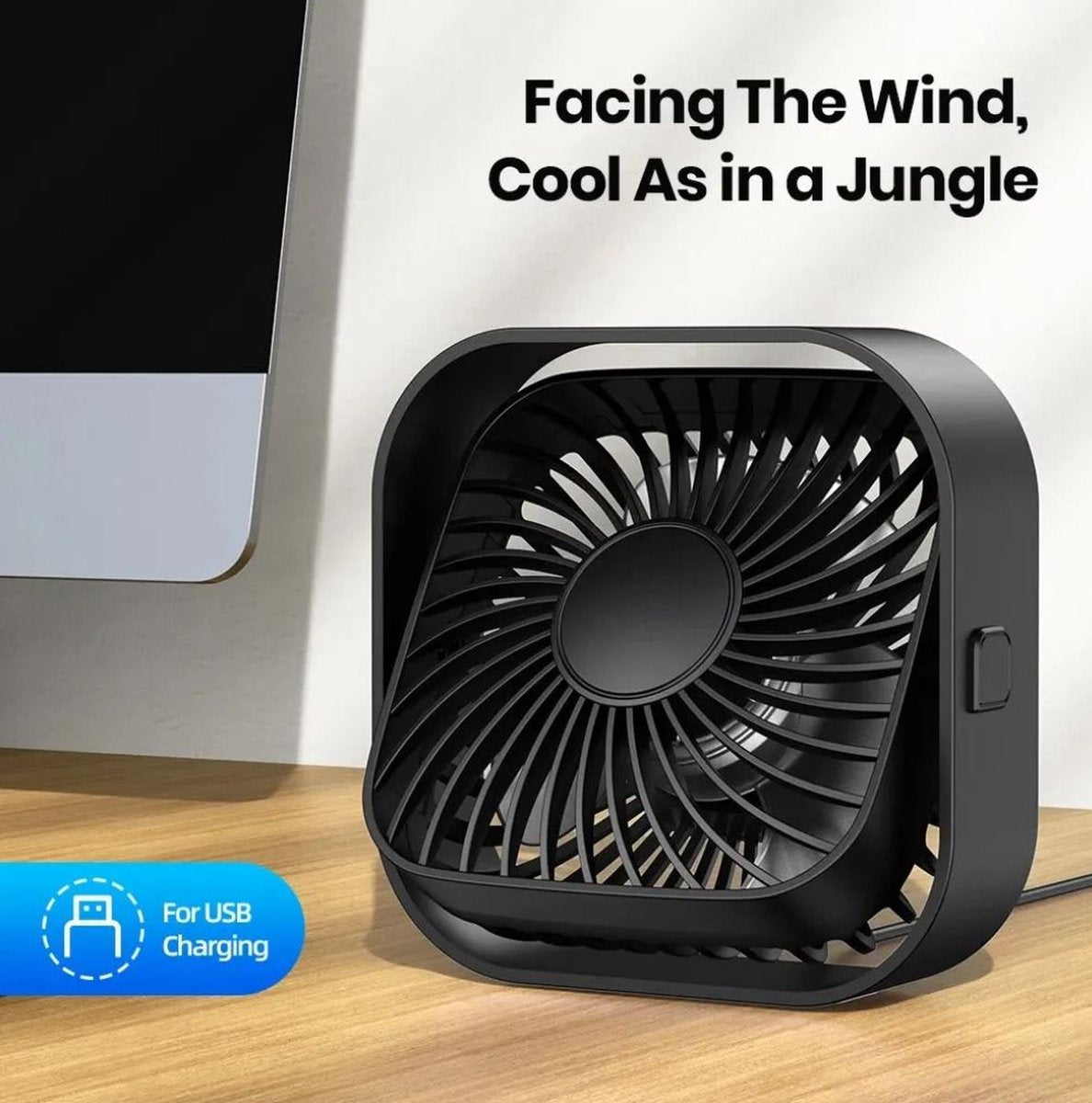 Topk Mini ventilator - USB bureau ventilator - Tafelventilator – Aircooler - 360º - Zwart
