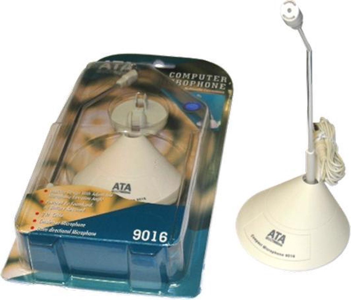 ATA Desktop Microphone, desk microphone, 30Hz - 16kHz, 2 meters, 3.5 mm jack, White