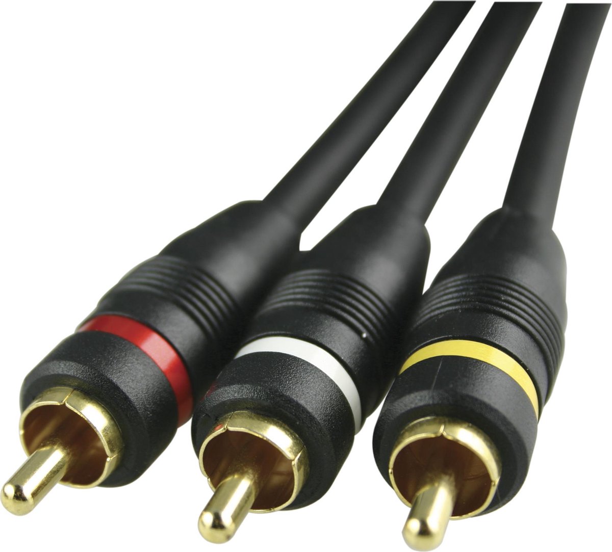 DELTACO MM-28A, Audio/video cable 2x 3 RCA, gold plated, black, 3m