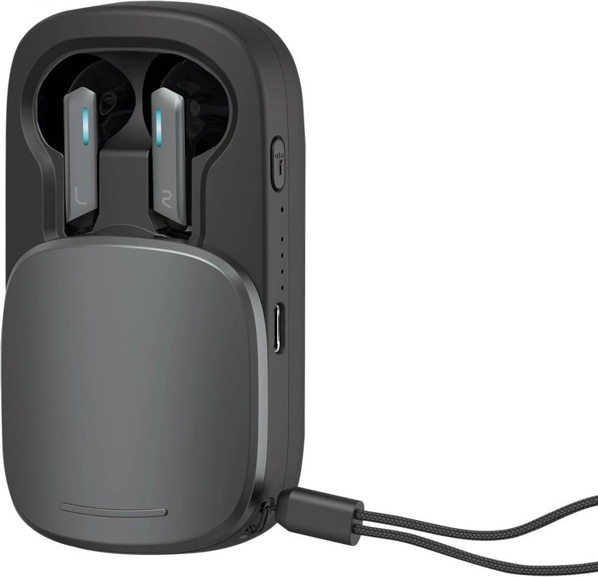 Fontastic - 262265 - Draadloze Oordopjes en Ingebouwde speaker - Inclusief Zaklampfunctie - Zwart