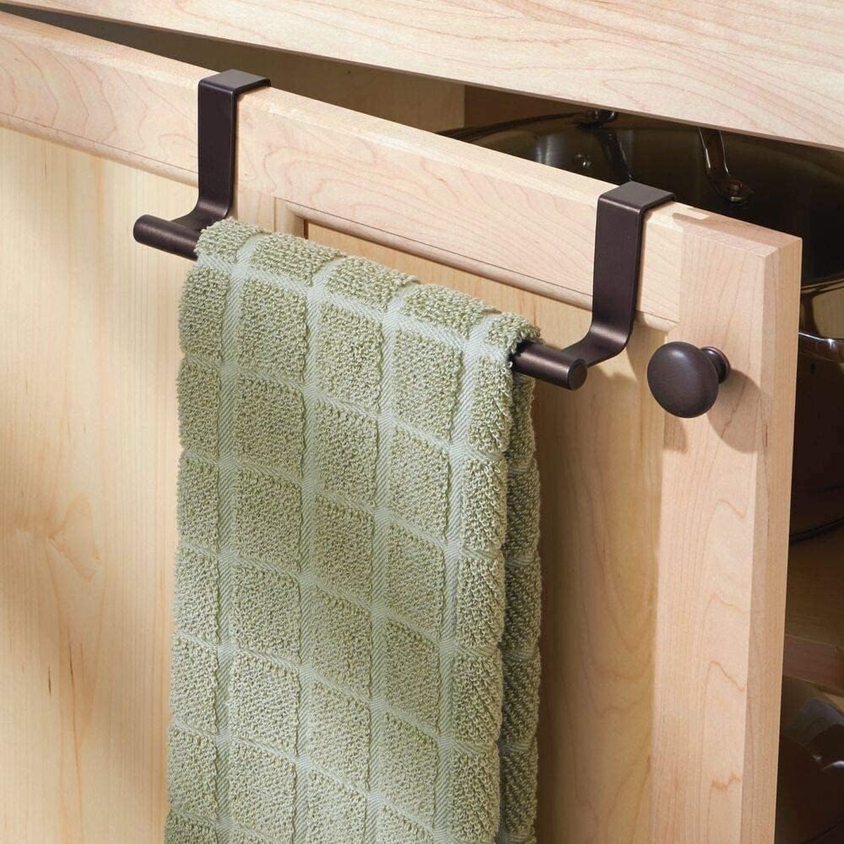 2 stuks keuken handdoekenrek - deurhanger - RVS - 23.5cm - zwart
