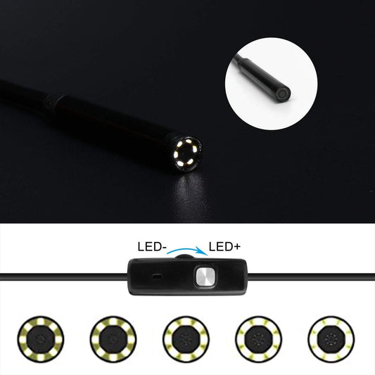 5m Endoscoop camera - 7mm kop en 5m kabel inspectiecamera - 720p HD - Te gebruiken met android telefoons of desktop (USB-A, USB-C, Micro USB), Waterdicht