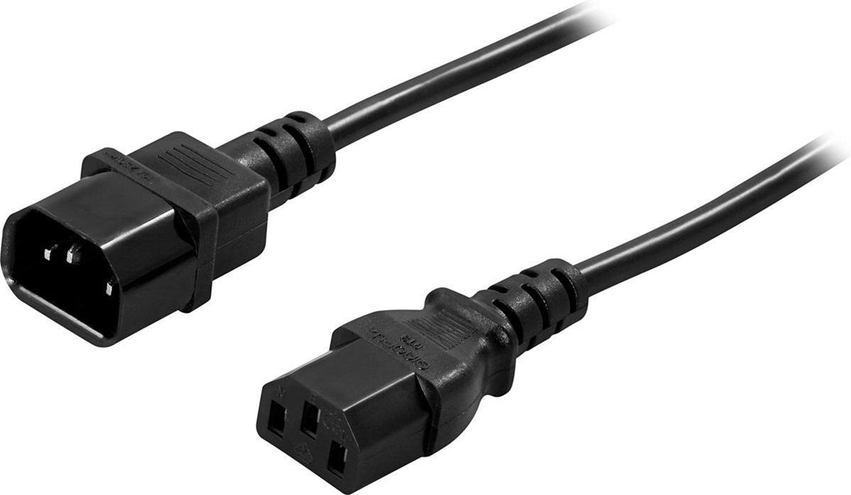 DELTACO DEL-113, - Power cable - 250V - with female and male plug, 2m