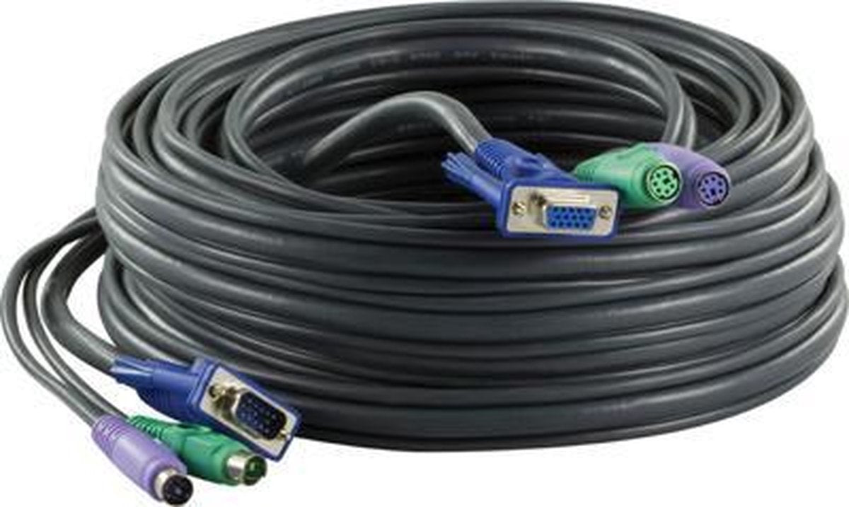 Aten 2L-1003P, P/C, PS/2 KVM Cable, Keyboard-Video-Mouse (KVM) Cable, 3m, Black