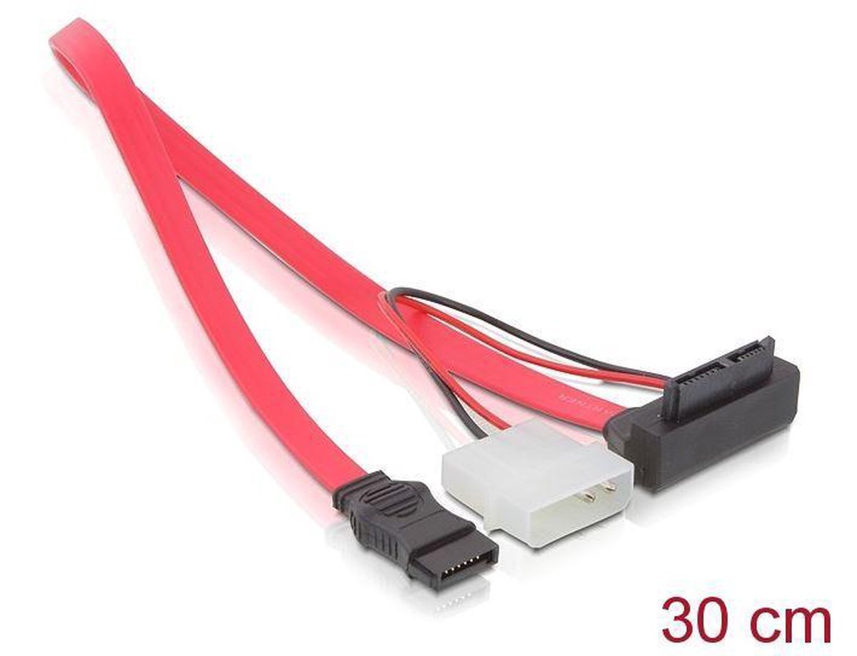 DeLOCK 82549, Slim SATA to 2p Molex 5v + SATA 7p angled - 30cm