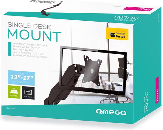 Platinet Omega OUPC12S - Monitor arm for desks and tables - Full motion for 13 to 27 inch screens - Vesa standard - Black