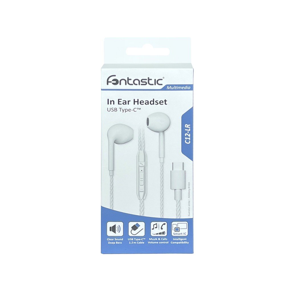 Fontastic 262364 In-ear Earphones - USB-C - Smart IC - With microphone - White