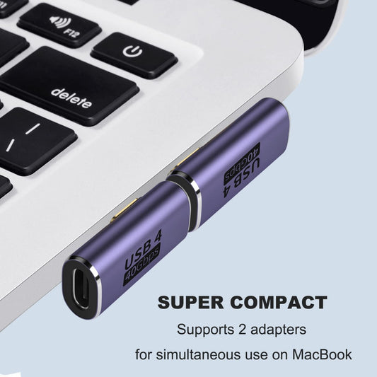 NÖRDIC USB4-304 - Right Angle Female to Male USB-C Adapter - 8K60Hz - 40Gb/s - PD 100W - Purple