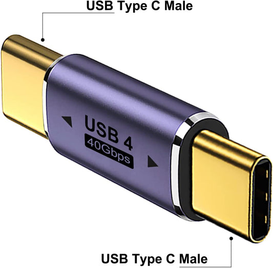 NÖRDIC USB4-306 - Male to Male USB-C Adapter - 8K60Hz - 40Gb/s - PD 100W - Purple