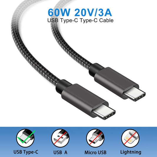 NÖRDIC USBC-N1084 USB-C naar USB-C kabel - USB 3.1 - 60W PD - 5Gbps - 3A Gen1 - 2m
