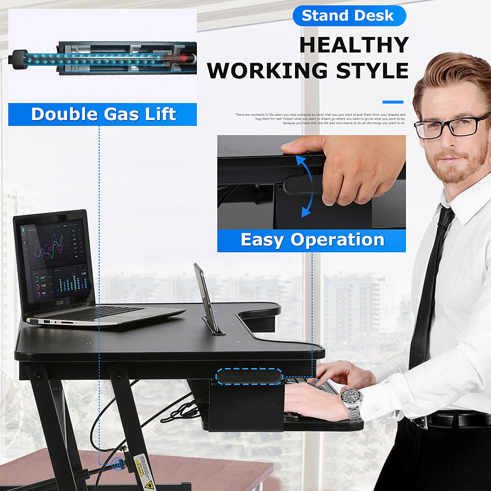 BEST OFFICE FDW-JY-45-Black Verstelbaar sta bureau - 81 cm- ergonomisch - Zwart