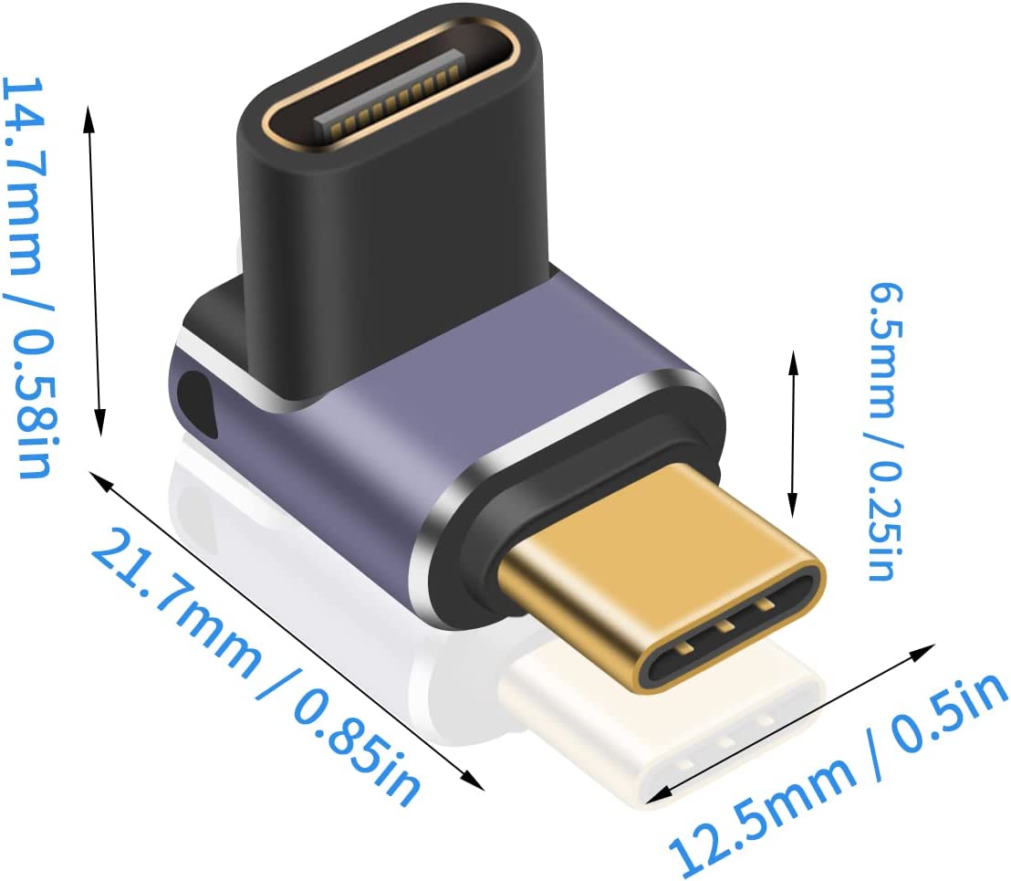 Nördic USB4-307 - Haakse USB-C Adapter - Mannelijk naar Vrouwelijk - 8K60Hz - 40Gb/s - PD 100W - Paars