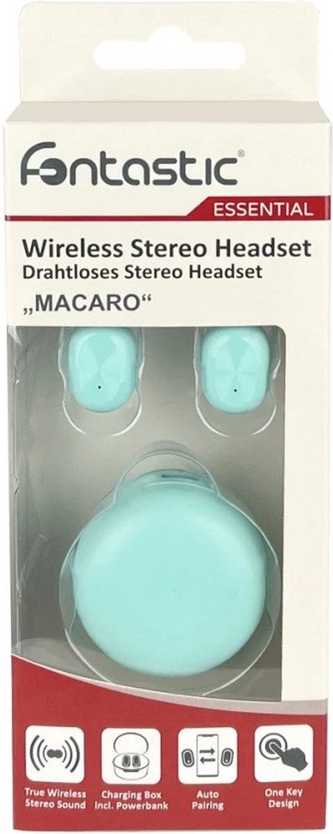 Fontastic 260636 Draadloze Oordopjes In-ear met Oplaaddoos - Turquoise