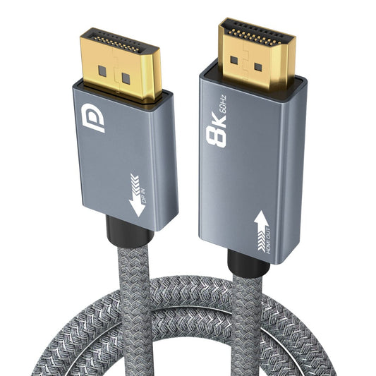 NÖRDIC DPHM-200 - 2m Displayport naar HDMI 2.1 kabel - 8K60Hz / 4K120/144Hz - Dynamic HDR - 32.4Gbps Dolby ATMOS