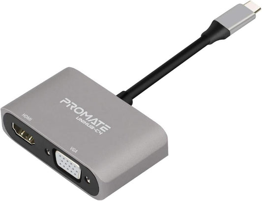 Promate USB-C auf HDMI Adapter – VGA 1080p – 4K Ultra HD – Geeignet für Laptop, Tablet, Smartphones