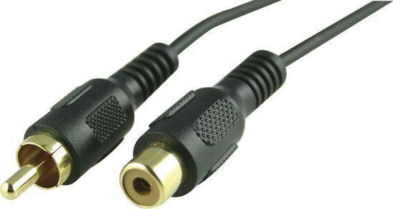 DELTACO MM-24B, Composiet/RCA Male - Male (Goldplated), 5 meter, Zwart