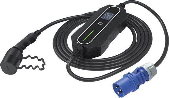 EM2GO EM014ACC AC Portable Charging Station Blue CEE plug to Type2 - 230V - 6A - 1.2kW - IP66 - 5m - Black