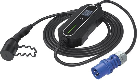 EM2GO EM036ACC AC Draagbare Laadstation Blauwe CEE-stekker naar Type2 - 230V - 6/8/10/13/16A - 3,6kW - IP66 - 5m - Zwart