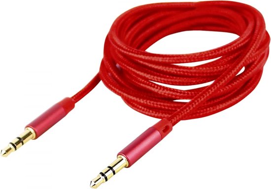 Fontastic 423000 Audiokabel - 3.5mm Jack - Stereo - 1.5 meter - Vergulde Plug- Rood