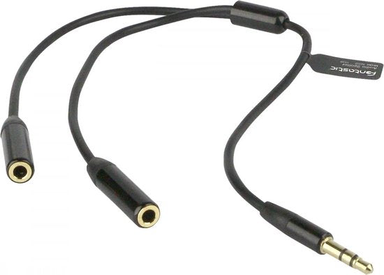 Fontastic 253850 3.5mm AUDIO STEREO Y-Splitter - Verlengkabel - 25cm - Zwart