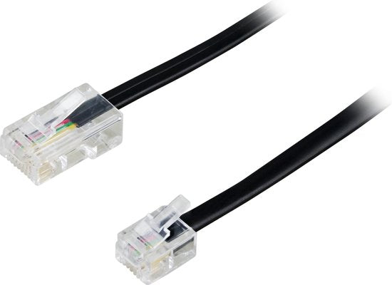 DELTACO DEL-1705S, Telefoonkabel 8P4C (RJ45) naar 6P4C (RJ11), 5m, zwart