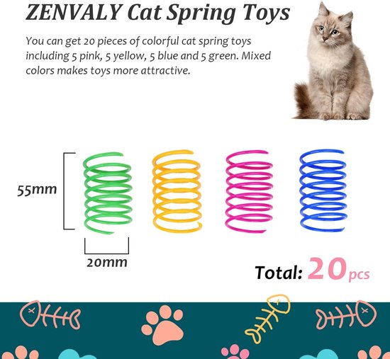 Kattenveertjes - Gekleurd - 5 stuks | Kattenspeeltjes - Springveer - Kattenspeelgoed - Kittens
