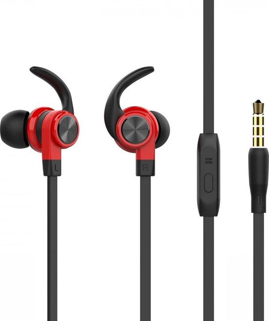 Fontastic 253546 In-Ear Headset - Earphones with microphone - 3.5 mm jack - Black/Red