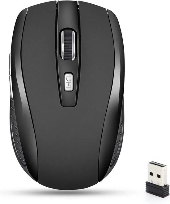 Draadloze stille muis - Ergonomisch - 1600 DPI - Zwart