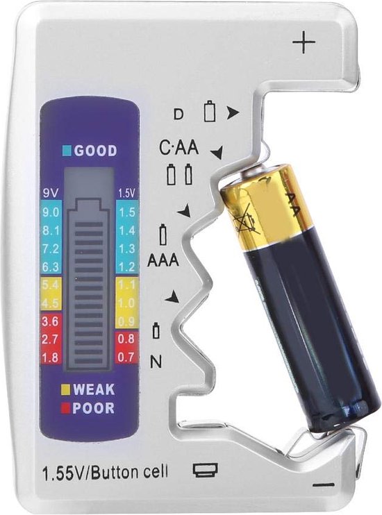 Batterijtester Universeel - Aa/ Aaa/ 9V/ 1.5V