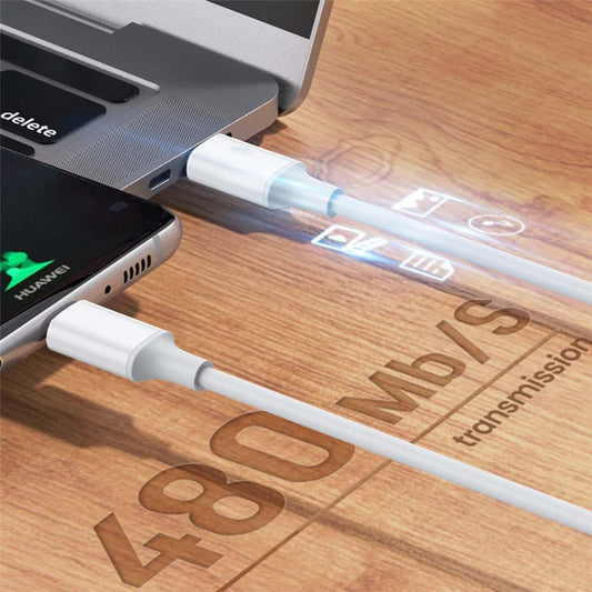 NÖRDIC USBC-330 USB-C naar USB-C kabel - USB 2.0 - 2,4A - 480Mbps - 12W - 3m - Wit