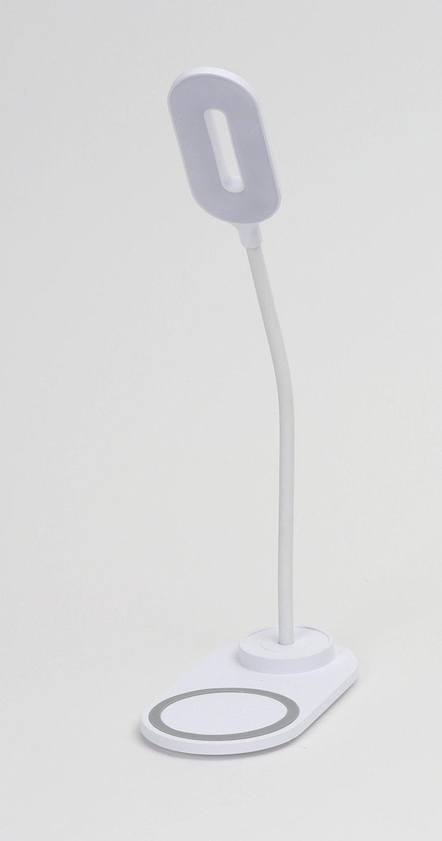 PLATINET PDL1930W LED bureaulamp 5W met ingebouwde 5W Qi draadloze oplader Wit