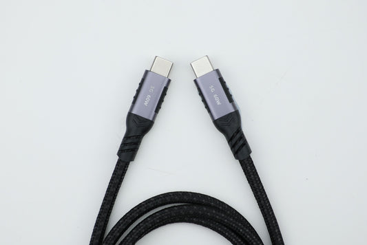 NÖRDIC USBC-N1263 USBC naar USBC kabel - USB3.2 -5Gbps Data - 60W Power Delivery - Nylondraad - 1.5m - Spacegrijs