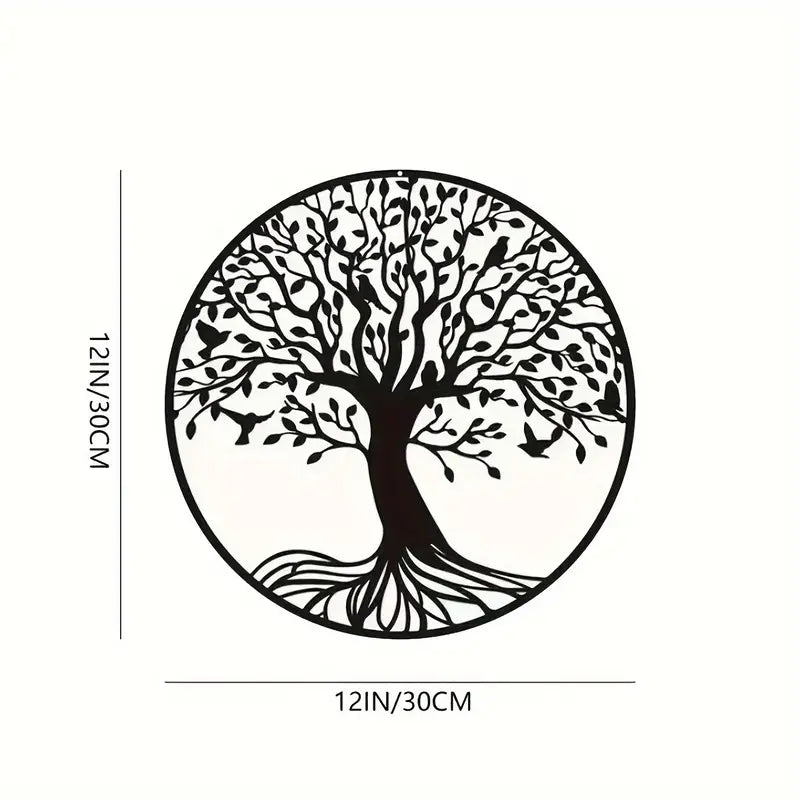 Moderne Metalen Levensboom Muurkunst – Stijlvolle Wanddecoratie voor Binnen & Buiten – 30x30cm