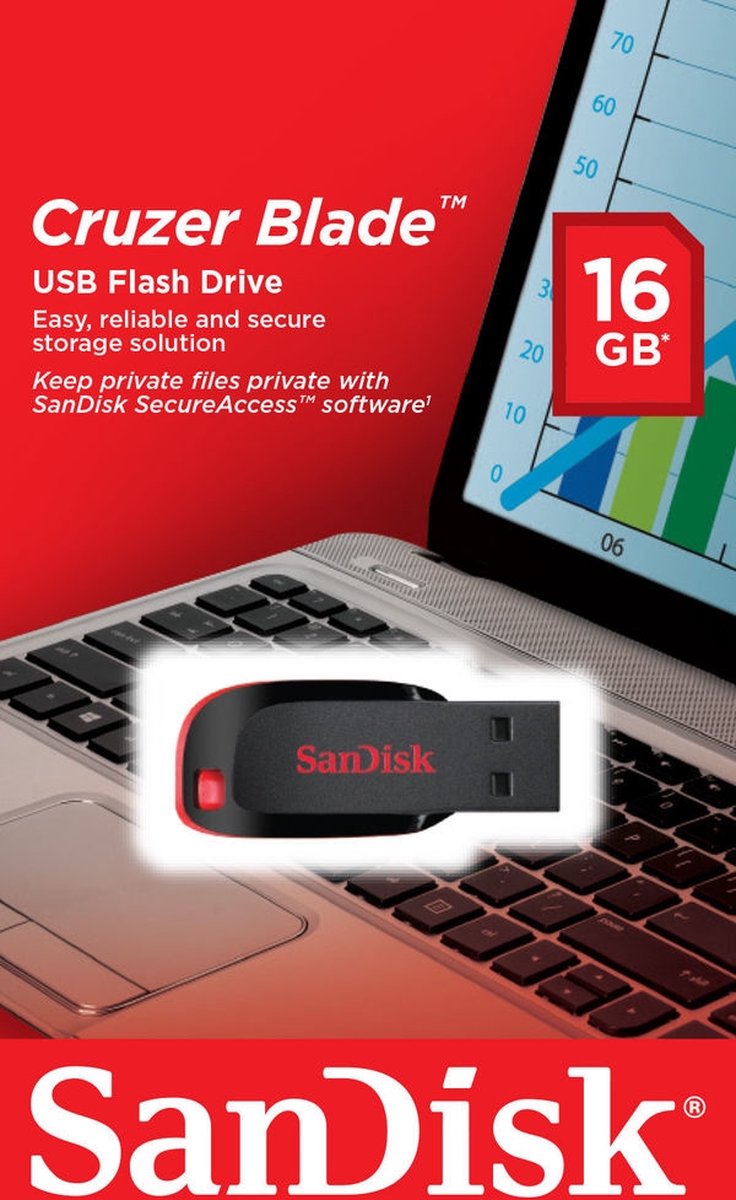 Sandisk SDCZ50-016G-B35 Cruzer Blade | 16GB | USB 2.0A - USB Stick