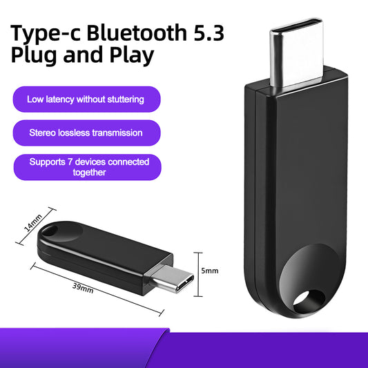 NÖRDIC BT11 Bluetooth adapter - 5.3 - USB-C - Bereik tot 20 meter - Zwart