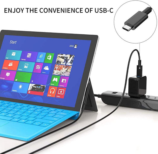NÖRDIC SURF-105 USB-C oplaadkabel - Geschikt voor Microsoft Surface - 15V3A - 45W - 1m - Zwart