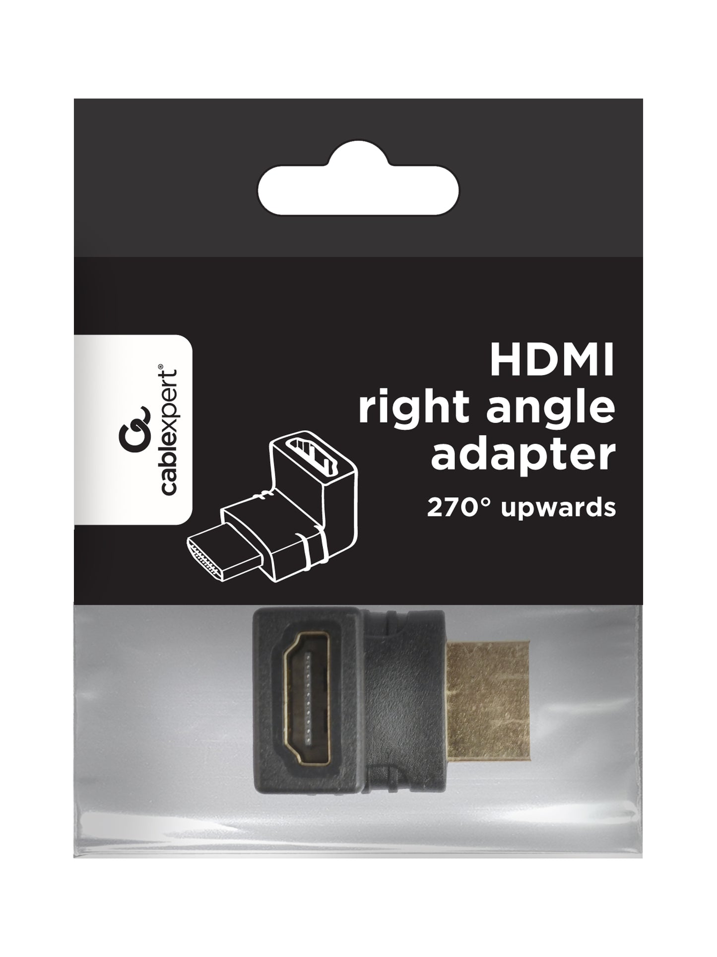 Gembird HDMI Adapter haaks - Female naar male - Verloopstekker - Zwart