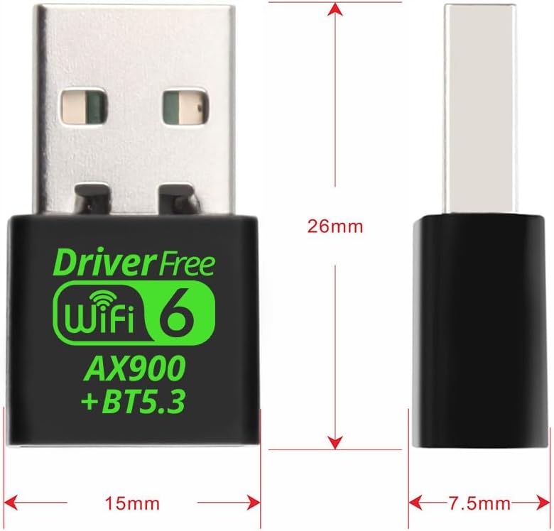 NÖRDIC USB Adapter - Bluetooth 5.3 - Geschikt voor PC & Laptop - WiFi 6 - Geschikt voor Windows 10/11 & Linux