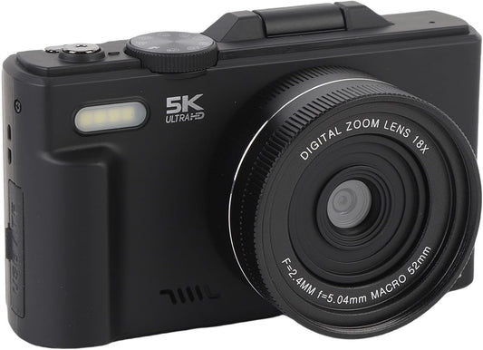 NÖRDIC 5K Ultra HD Digitalkamera - 75MP Vlog-Kamera - 18x Optischer Zoom - Schwarz