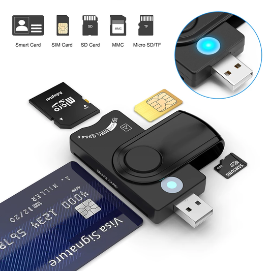 NÖRDIC Kaartlezer SD Kaart - Simkaart - USB-A - 4 in 1 Kaartlezer - Micro SD Kaart