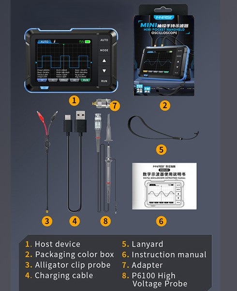 FNIRSI Digital Mini Oscilloscope - Compact & Portable - Signal Generator - 5 MS/s 1 MHz