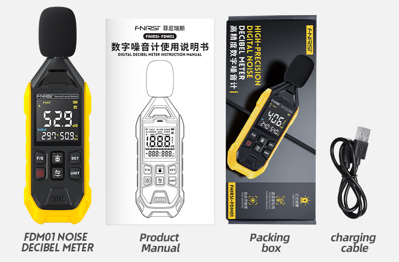 FNIRSI Digitale Decibel meter - Geluidsmeter & Ruistester - DB Meter - 30-130 dB