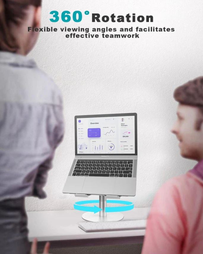 NÖRDIC Universele laptop standaard - Notebook en Laptopverhoger - Aluminium - 360 Graden draaibaar - Tot 17.3" schermen